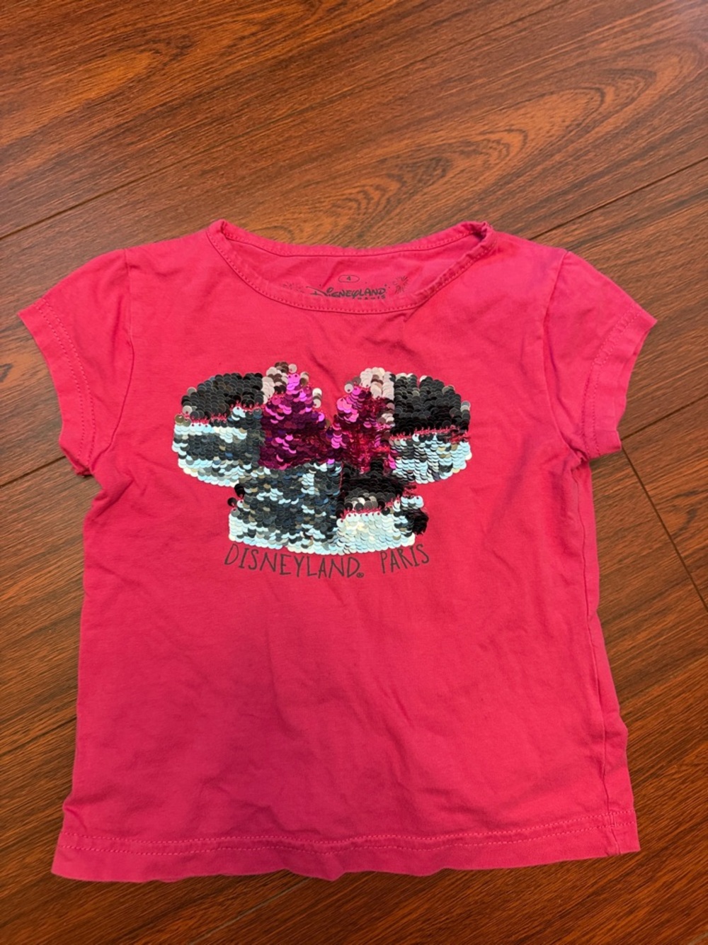 Disneyland Paris Girls' Pink Sequin Bow Tee